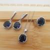 Silver 925 Women Bridal Jewelry Sets Blue Zirconia Costume Fine Jewellery Wedding Necklace Earrings Rings Bracelets Pendant Set