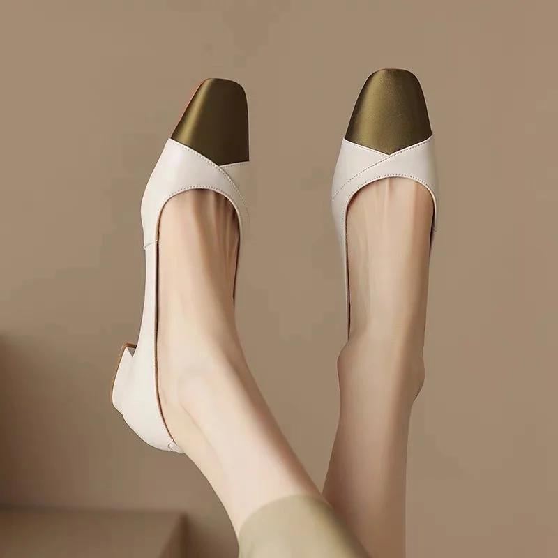 Fashion Korean Shoes Casual Female Sneakers Large Size Women Shallow Mouth Elegant Square Toe Mixed Colors Low Heels 2024 Big Size