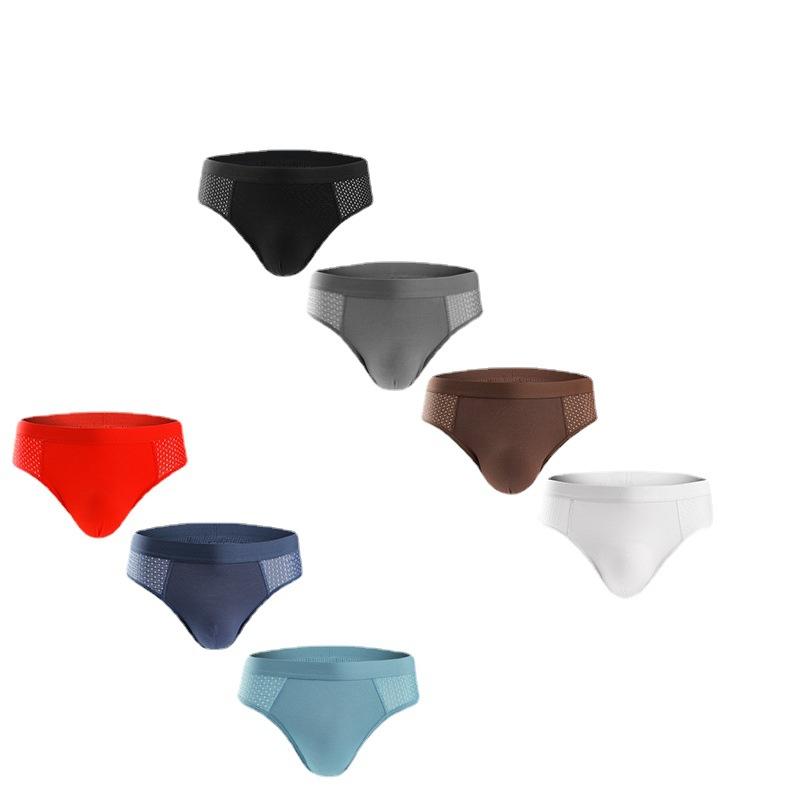 Men's Ice Silk Underwear Sexy Mesh Panties Antibacterial Moisture Absorbent Soft Men's Breathable Men's Triangle Shorts