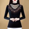 2025 Autumn/Winter Women's Lace Solid Color Slimming Base Layer Top