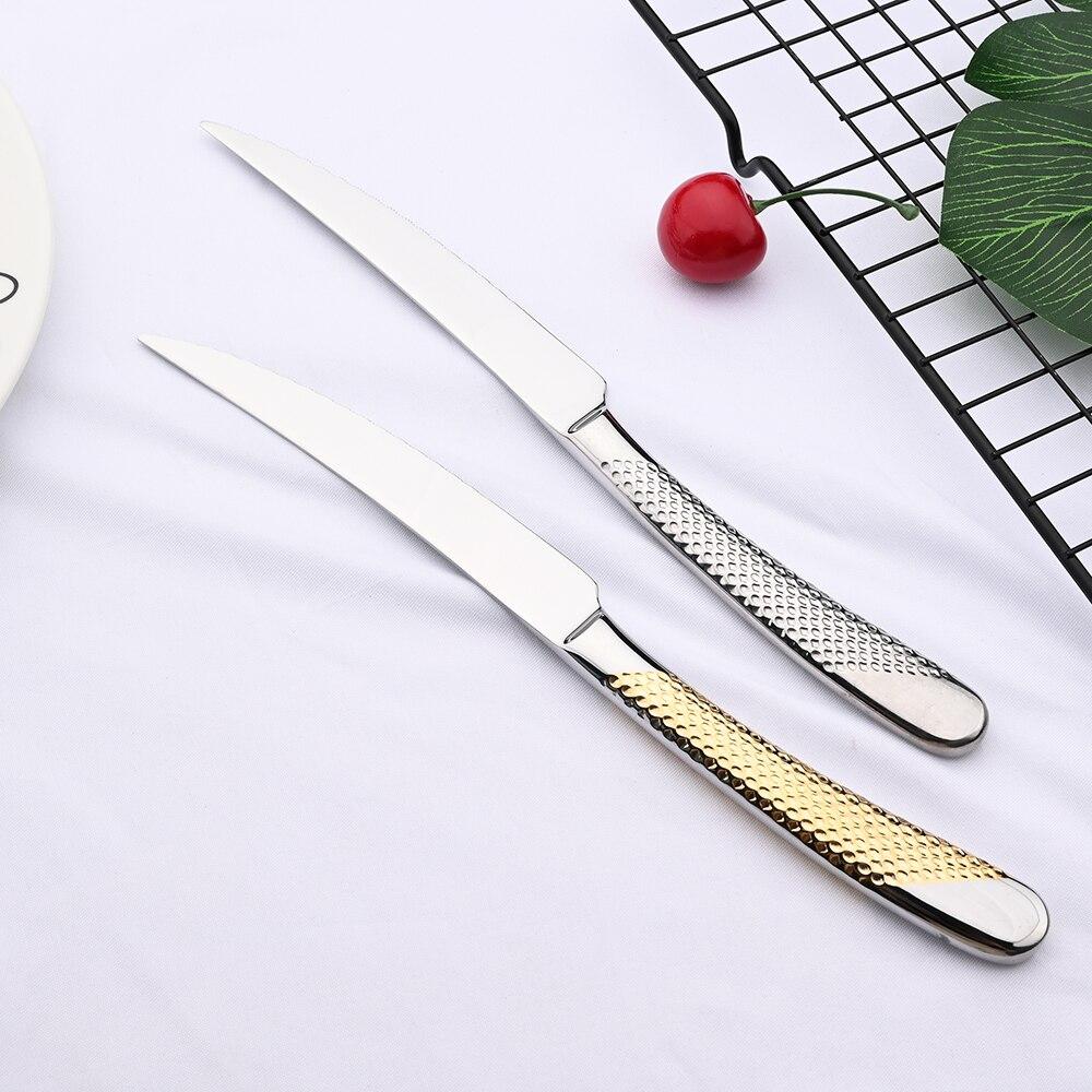 24Pcs Dinnerware Set Flatware Cutlery Set 18/10 Stainless Steel Gold Silverware Dinner Set Knife Fork Spoon Dishwasher Safe