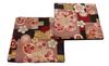 Set of 2 Japanese-style Brocade Kimono Coasters (Beni Sakura)