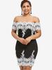 Rosegal Plus Size Floral Lace Applique Off The Shoulder Bodycon Dress
