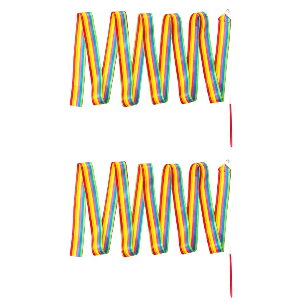 2Meters Colorful Gym Ribbon with Twirling Rod Ribbon Wand for Artistic Dancing Dance Ribbons Gymnastics Ribbon for Kids