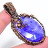 Sapphire Natural Gemstone Handmade Copper Wire Wrap Pendant 2.48" t2Q31