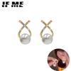 Elegant Crystal Pearl Earrings Simple Shining Stud Earring for Women Fashion Jewelry Accessories
