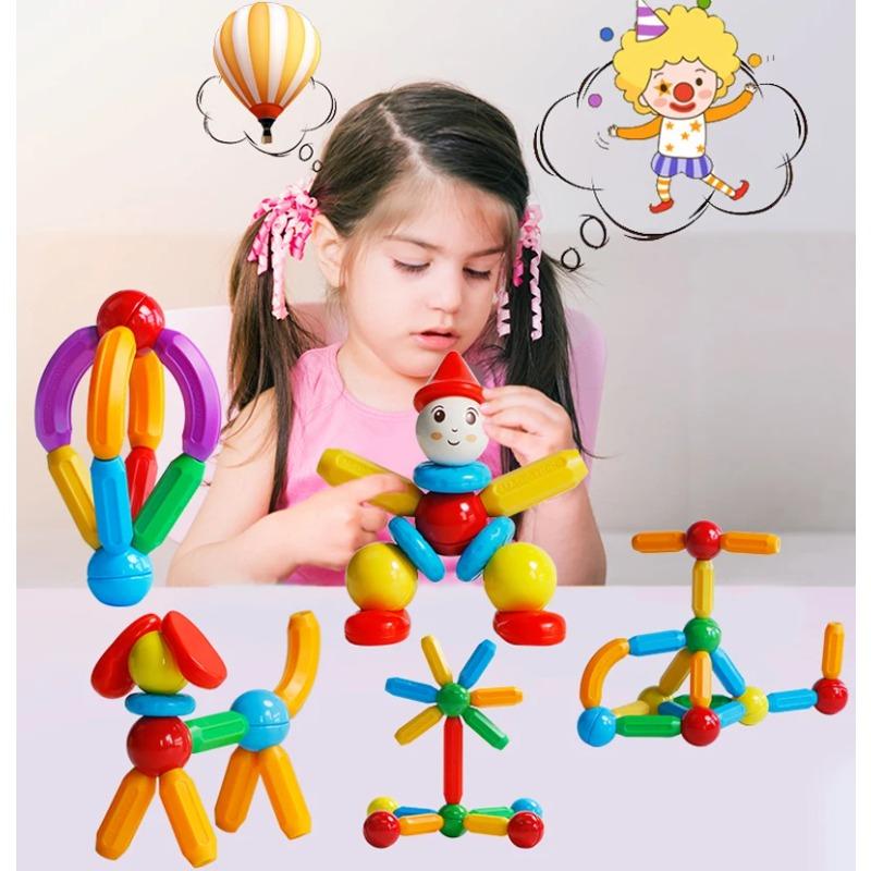 Magnetic Building Blocks Montessori Educational Game Toy Magnets Sticks Construction Set Magnetic Rod and Balls Toy for Children