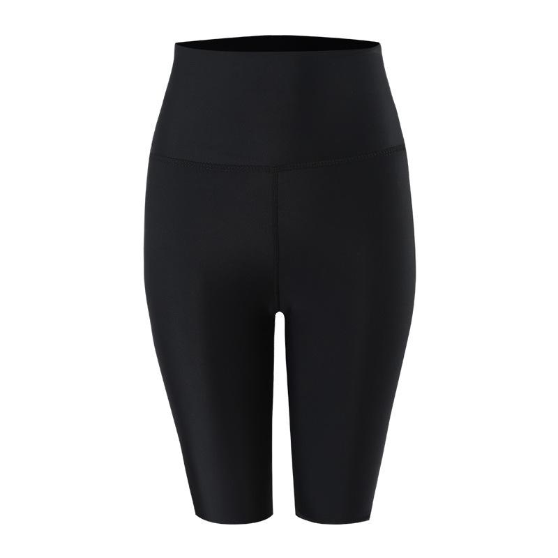 Women's Long High-Waist Quick-Dry Black Swim Trunks - Anti-Exposure, Summer Wear, Sold Separately