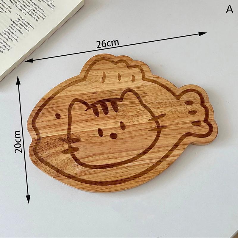 Cartoon Cutting Board Kawaii Wooden Food Board Cinnamon Roll Girl Children Bread Breakfast Plate Fruit Dessert Plate