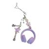 Trendy Headphone Shaped Keychain Bag Ornament Phone Lanyard Feature Star Music Notes for Students and Music Lovers