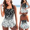 Women Floral Print Swimsuit Women Plus Size Two Piece Print Swimdress 2024 Girl Beach Bathing Suit Summer Swimwear Bikini 5XL