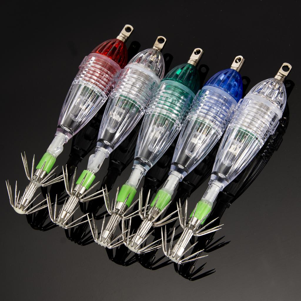 Waterproof Underwater LED Fishing Light Fish Lure Attracting Light Lamp with Squid Jig Hooks
