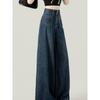 2025 Dark Blue High Waist Wide Leg Jeans Women's Summer Versatile Slimming Fall Clothes Loose Straight Pants Spring and Autumn