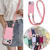 Crossbody Lanyard 2 Rope Liquid Silicone Case For iPhone 17 Air 17 16 15 14 13 12 11 Pro Max X XR Max 7 8 Plus Samsung S25 S24 23 Ultra Plus