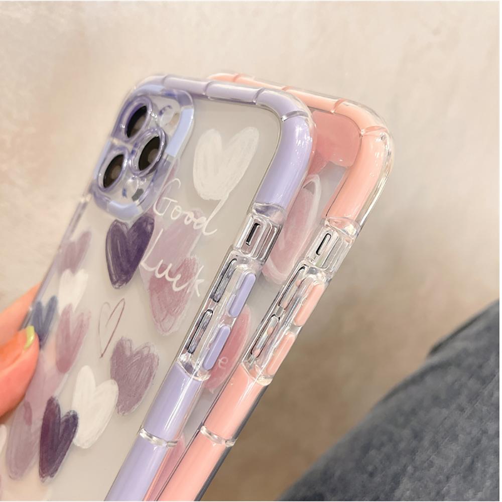 Purple Wash Painting Clear Phone Case For Iphone 13 11 12 14 Pro Max Xsmax X Xr 6 6s 7 8 Plus Se 2020 2022 Shockproof Back Cover