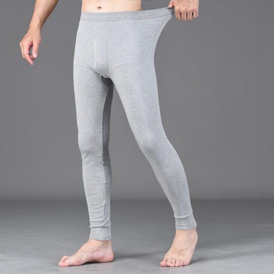 Men Winter Long Johns Great Elasticity Soft Pure Color High Waist Thick Warm Open Crotch Slim Fit Skinny Casual Plus Size Ankle Banded Length
