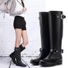 Fashion High Rain Boots Buckle Red Zipper Water Shoes Women's Waterproof Martin Boots Rain Shoes Snow Boots Locomotive Boots