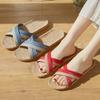 New Home Linen Slippers Women's Indoor Non-slip and Wear-resistant Couple Slippers Men's Four-season Floor Slippers