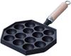 Iwachu Takoyaki 14 Holes Wooden IH Compatible Hole 4cm Nanbu Ironware 90033 Black (with Handle) Diameter Approx.