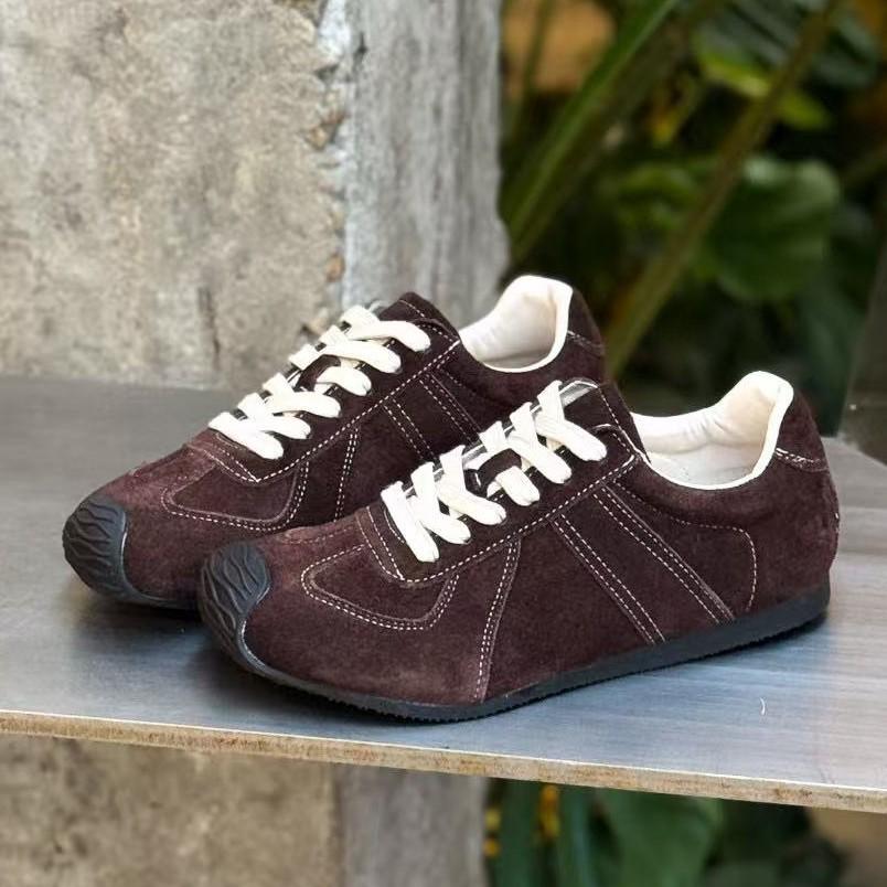 New Leather Casual Lace-up Sports Shoes Flat Bottom Round Head Shallow Mouth Fashionable and Versatile