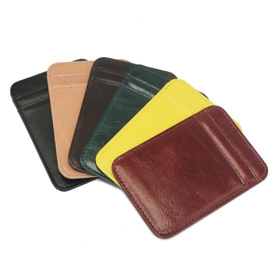 Card Holder Slim Small Wallet Faux Leather Solid Color Driver's License Credit Card Case Business Use