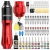 Tattoo Kit Rotary Machine Wireless Battery 1500mAh Tattoo Power Supply 20pcs Mixed 10 Color Ink Pigment
