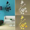 Home Wall Clock Art Decoration 3D Mirror Acrylic Floral Butterfly Designed Watch