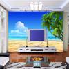 Blue Sky Beach Mural  Coconut Palm Landscape Wallpaper Modern Simple Nature Scenery Living Room Wall Murals