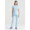 Light Blue Colored Surgical Suit Terikoton Thin Fabric V-neck Uniform