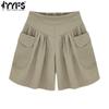 Women's Fashion Summer Spring Loose Casual Solid Color Print Elastic Waist Shorts Beach Shorts Breathable Wide Leg Shorts