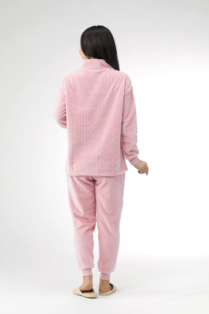 Little Island Long Sleeve Size Sweatshirt with Cable Loose Size Pink Women's Loungewear, Pink, M, Fleece, Fit, Fluffy, Pajamas, M,