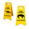1/2Pcs 4Inch Cat/Dog Vomit Caution Sign, Funny Cat Sign Decor Cats Live Here Novelty Desk Sign Yard Warning Sign, Gag Gift Sign for Coworker Pet Owner