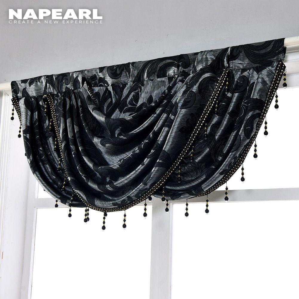 1 PC NAPEARL Luxury Flower Retro Style Wave Curtain Beaded Valance Design Fashion Window Jacquard Curtain Home Decor