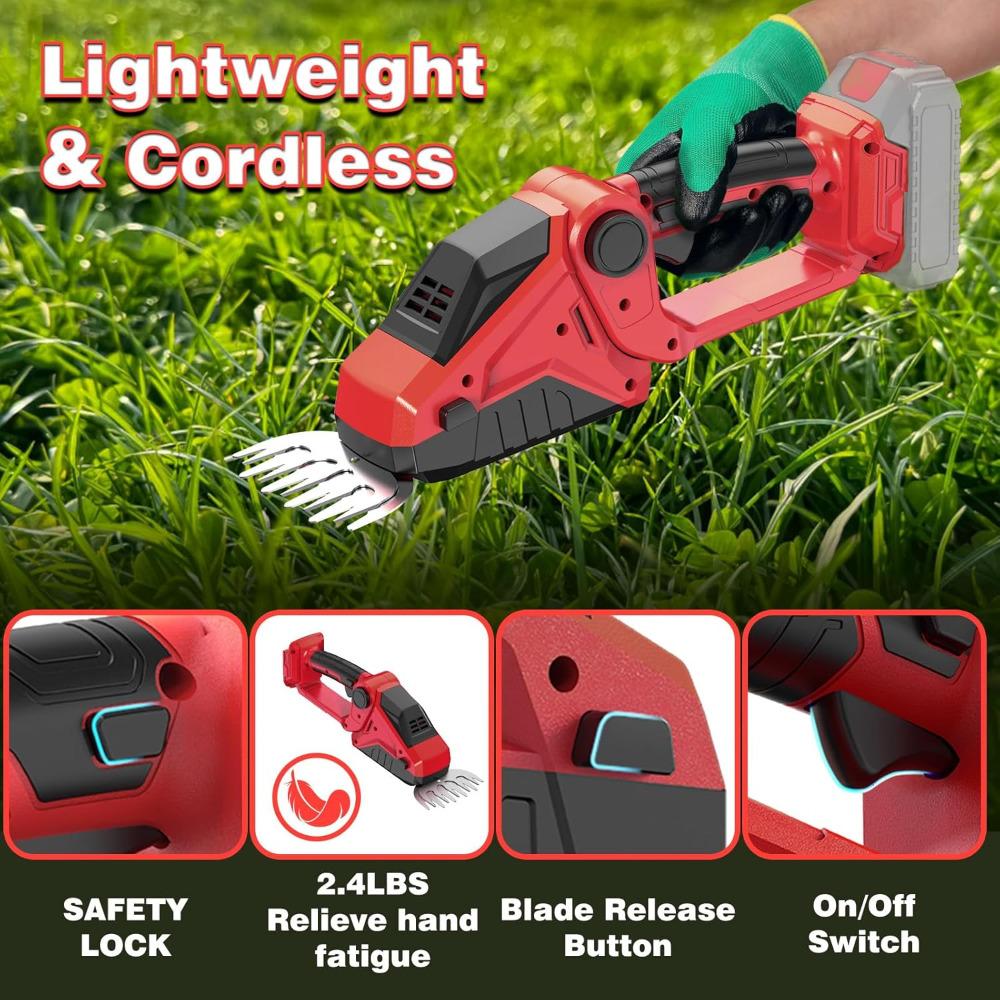 Cordless Hedge Trimmer for Milwaukee M18 Battery(No Battery),2200RPM Cordless Mini Grass Shears,2 In 1 Handheld Electric Hedge