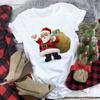 Santa Claus Print Tshirt Women Merry Christmas Reindeer White T-shirt Harajuku Short Sleeve Women Tee Suitable All Seasons