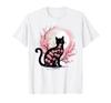 Black Cat Cherry Blossom Japan Sakura Japanese Art T-Shirt