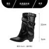 Soft Leather Version! Spice Girls Pants Short Boots Women's Coarse Heel Maillard Medium Boots Temperament Pointed Skinny Knight Martin Boots