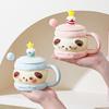 Cute Ceramic Water Cup Birthday Gift for Girls Super Cute and Beautiful Couple Mug with Lid Spoon Cup Souvenir