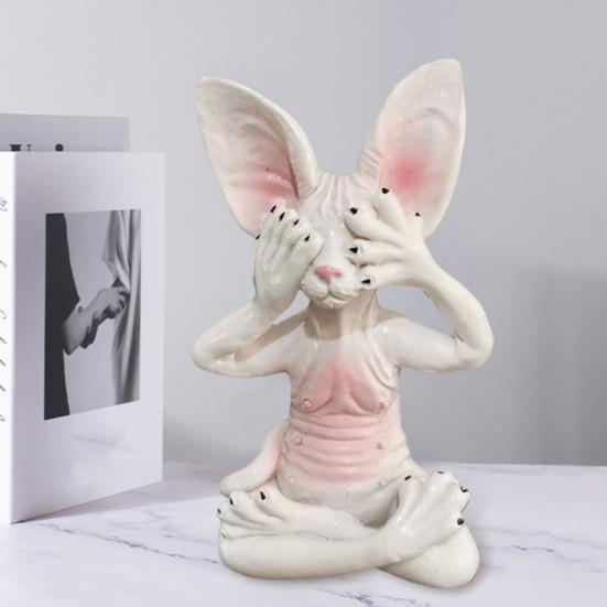 Yousheng Meditation Cat Figurine Resin Buddha Hairless Cat Ornaments Sit In Meditation Zen Cat Sculpture Home Decor Gift for Meditation Enthusiasts