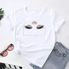 (Asian Size) Women Print Tee Top Fashion Eye Lashes Style Cute Trend 90s T Shirt Woman Female Clothing Short Sleeve Graphic T-shirts