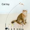 Cat Teaser Wand with Cup Base Bell Suction Long Wand Flexible Bendable Relieve Boredom Simulation Bird Interactive Feather Cat