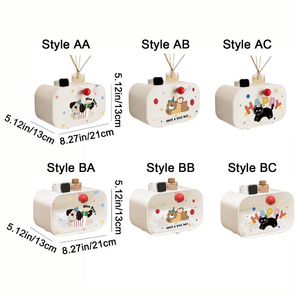 No Punching Wall Mounted Tissue Box Plastic Paper Towel Box Creative Cartoon Tissue Holder Kitchen