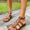 Fashion Shoes Female 2025 New Buckle Strap Women's Sandals Fashion Open Toe Beach Sandals Women Summer Plus Size Flat Sandals Zapatos