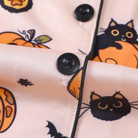 Halloween Pajama Sets for Women Button Down Short Sleeve 2 Piece Sleepwear Pumpkin Print Shirts And Shorts Pjs Lounge Set