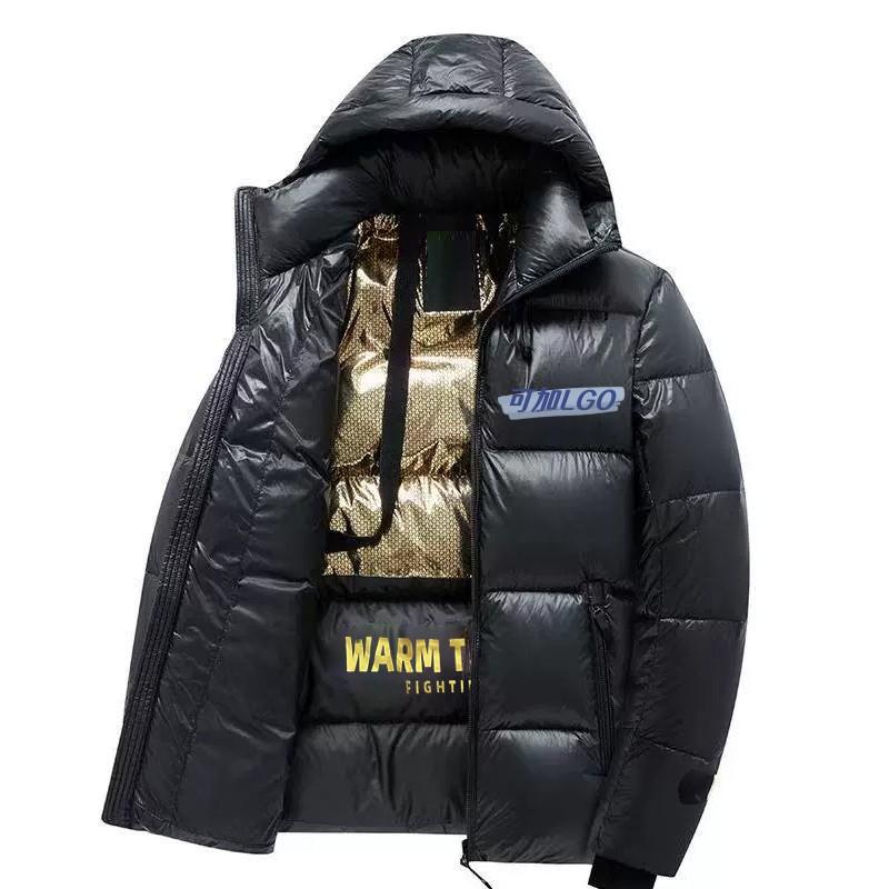 Winter Black Down Cotton Jacket Fashion Letter Design Brand Couple Costume Casual Outdoor Thick Windproof Hooded Parka
