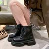 Thick-soled Fried Street Martin Boots Women's 2025 Autumn New British Style Black Short Boots Heightened Round Head Single Boots Tide