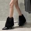 Fur Women Ankle Boots Sexy Pointed Toe High Heels Shoes Designer 2025 Winter Trend New Boots Dress Party Woman Pumps