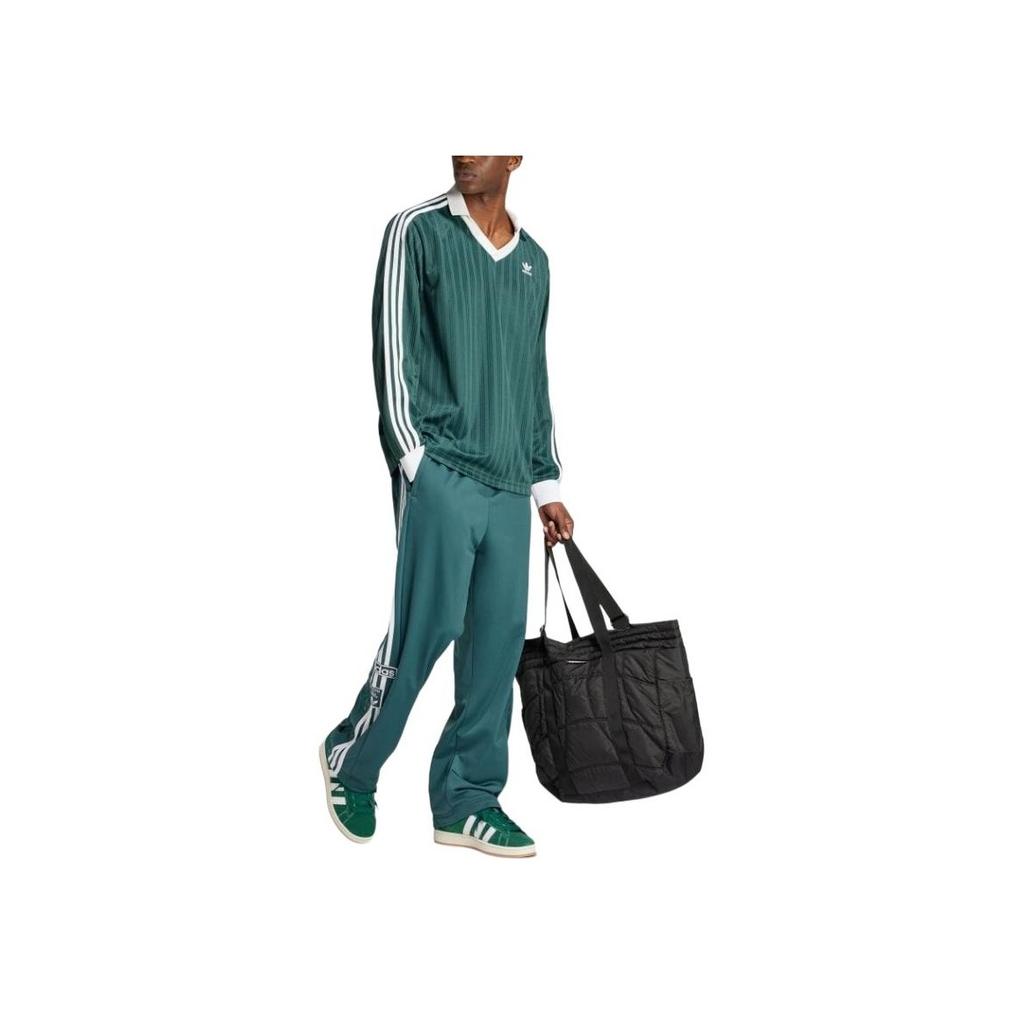 Adidas Originals Adicolor Pique Striped Pullover Football Long Sleeve T-Shirt Men Tops Mineral-Green IZ2446