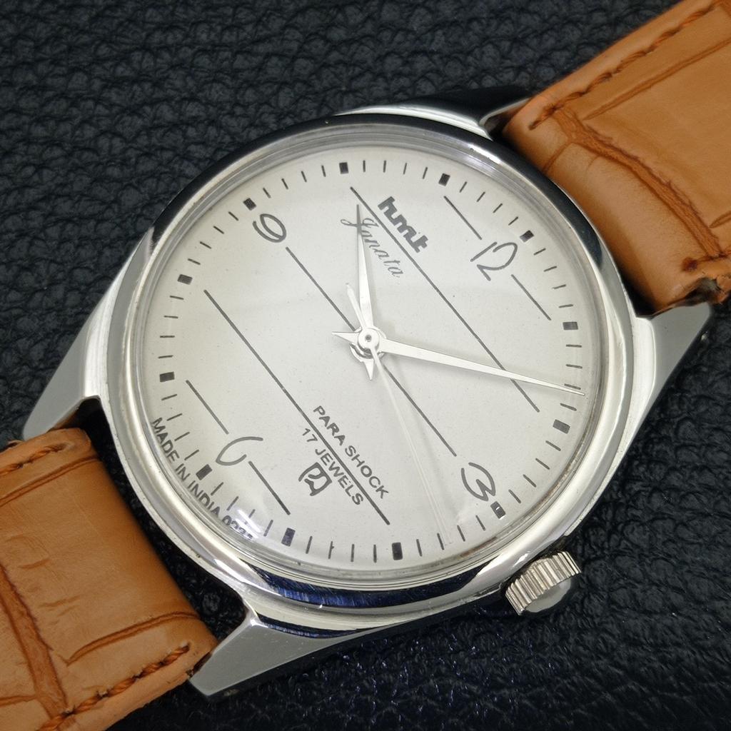 HAND-WINDING VINTAGE HMT JANATA INDIAN MENS WHITE COLOR DIAL WATCH A700070-5 R201-a700070
