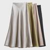 Elegant Champagne Imitation Satin A-Line Skirt for Spring & Autumn 2024